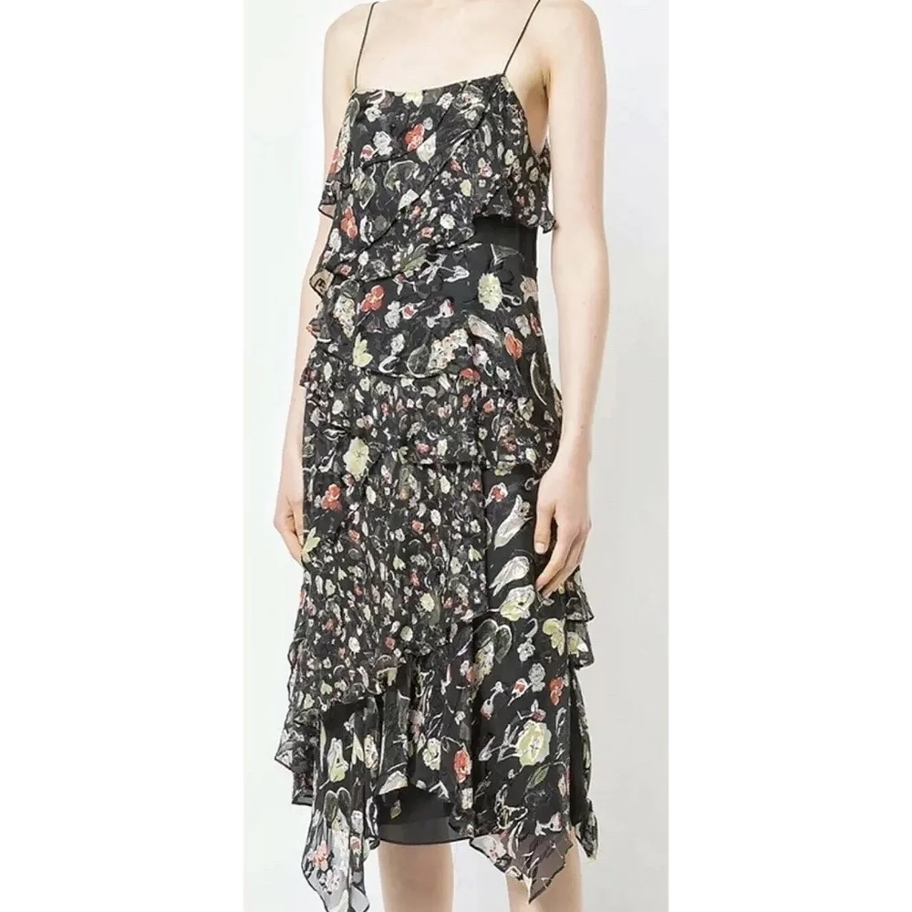 NEW Jason Wu Grey | Painted Floral Silk Chiffon dress 2‎